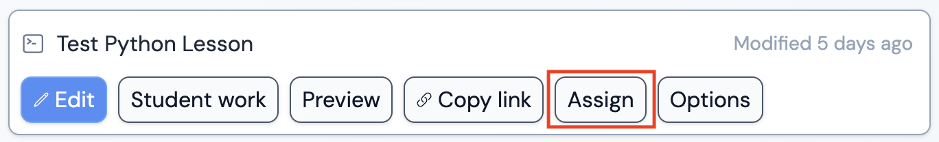 assign lesson button