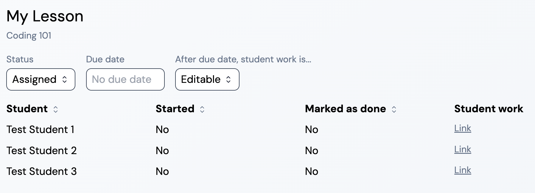 assign lesson modal