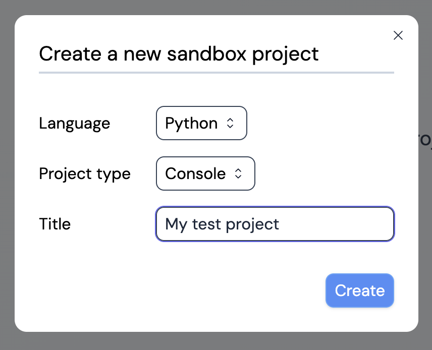 new project modal